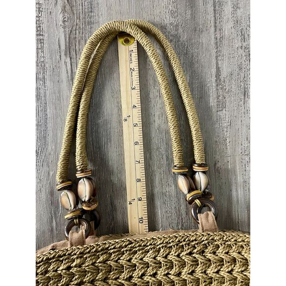 Cappelli Straworld Shell Handle Woven Straw Shoulder Bag Boho Beach Tote - Picture 6 of 6
